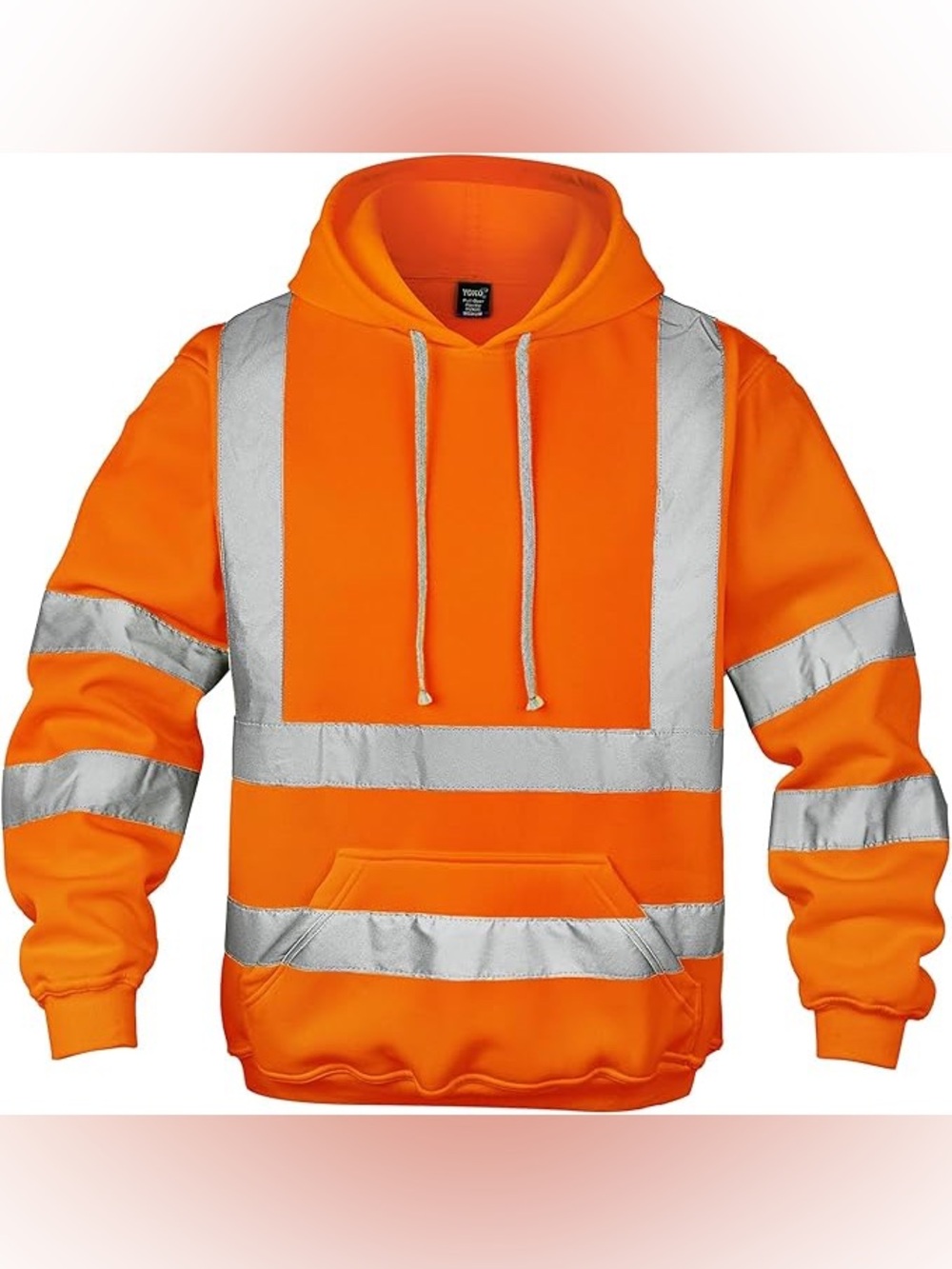wefeyuv Hi Vis Men's Solid Color Reflective Visibility Hoodie Orange Sz L New